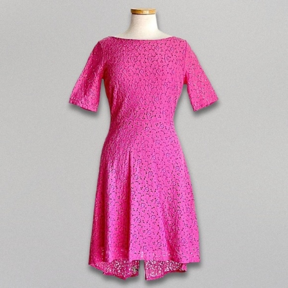 Betsey Johnson Bright Pink Lace High-Low Cocktail Dress